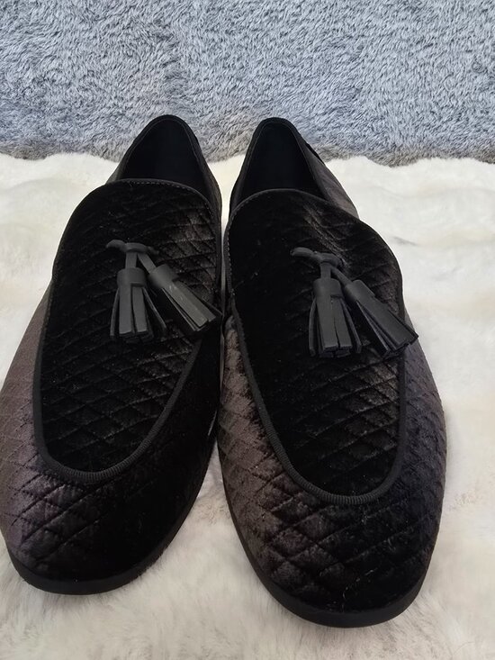Kurt Geiger Black Velvet Quilted Tassel Loafer Men\'s Henry  Luxury Formal main image 10